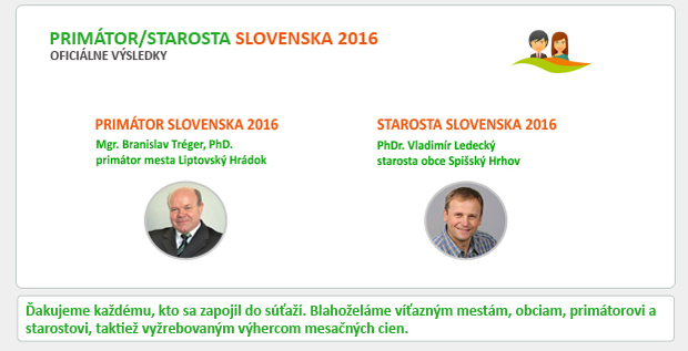 OFICIÁLNE VÝSLEDKY - PRIMÁTOR/STAROSTA SLOVENSKA 2016